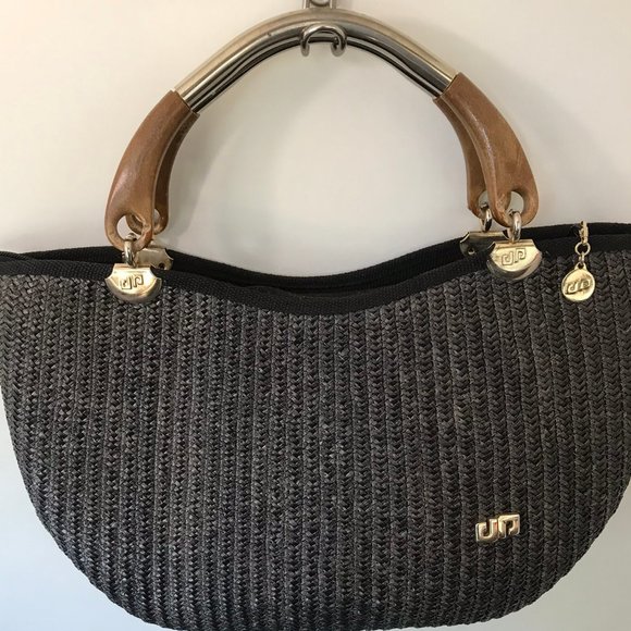 Pier Giorgio Black Rattan Woven Handbag - Picture 1 of 11